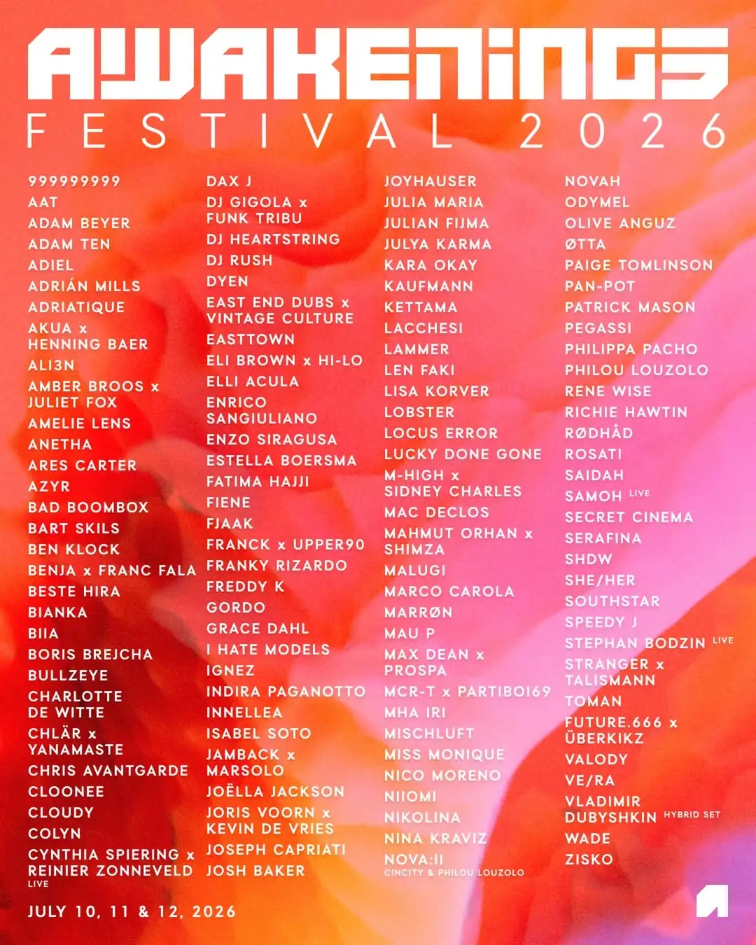 Programmation Awakenings Festival 2026